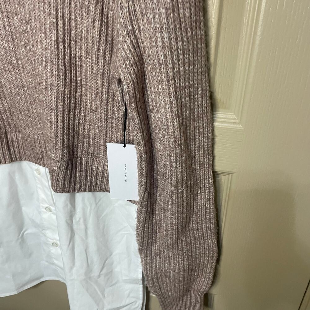 Halston Sweater with attached button up detail size small - Picture 7 of 8